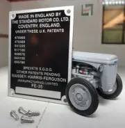 Massey Ferguson FE35 35 Grey Gold Tractor Commission Plate 7 Patent Nos 1956-57