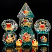 Weyano Yellow Duck Resin D&D Dice Set 7pcs Polyhedral Dice D4 D6 D8 D10 D12 D...