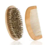 Beard Brush Comb Kit Facial Mustache Shaving Natural Boar Bristle
