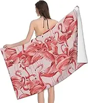 JBYJBX Flamingo Print Beach Towel Quick Dry Sandproof Microfiber Beach Bath Towel for Travel Pool Camping
