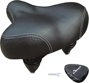Large Wide Bike Seat - Bicycle Saddle Replacement, Comfort for Peloton, Exercise Stationary E-Bike City Mountain Road Bikes for Men & Women, with Additional Rainproof and Sun Protection Cover