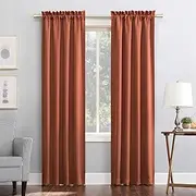 Sun Zero Easton Energy Saving Blackout Rod Pocket Curtain Panel, 40" x 63", Terracotta,One Panel