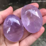 Amethyst Eggs Reiki Palm Stones Crystal Lavender Purple Set 2pc