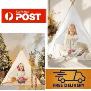 AU Large Teepee Tent Kids Cotton Canvas Pretend Play House Boy Girls foldable
