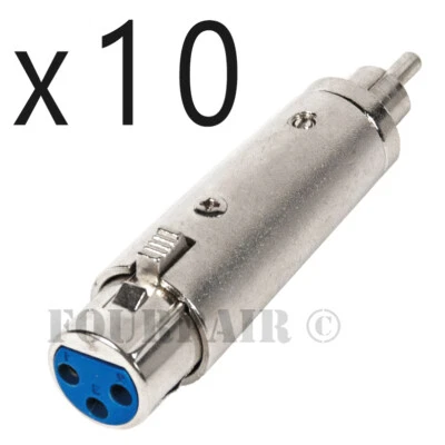 10 Pack - 3-Pin XLR Female to RCA Male Plug Audio Cable Microphone Mic Adapter