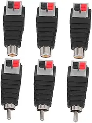 ibasenice 6pcs RCA Cable Audio Adapter RCA Male Plug to Av Screw Terminal Audio Video Speaker Wire Connectors Solderless Adapter Black