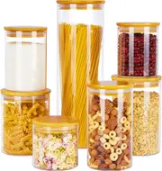 7-Piece Glass Storage Jars with Lids for Spaghetti Storage
