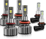 TXBILMOO H11 9005 Light Bulbs and 9145 Fog Bulbs, Fit for RAM 1500 2500 3500 (2013-2018), H9 H8 HB3 Driving Light Bulbs 6500k Cool White,IP68 Waterproof, Pack of 6