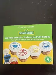 NIB Williams Sonoma Sesame Street Cupcake Stencils-Cookie Monster Elmo Big Bird
