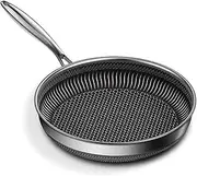 Stainless Steel Frying Pan With Heat Retaining Handle,Uncoated Honeycomb Non-Stick Pan For Household Use,Suitable For Induction Cookers,Electric Ceramic Cooktops (Without lid,28cm