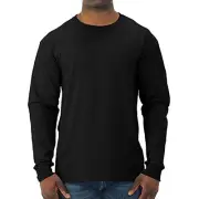 Men's Dri-Power Cotton Blend Long Sleeve Tees, Moisture Wicking, X-Large Black