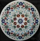 30" Marble Coffee Side Table Top Malachite Lapis Lazuli Inlay Garden side Decor
