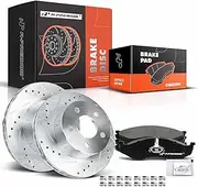 A-Premium 11.02 inch (279.9mm) Front Drilled and Slotted Disc Brake Rotors + Ceramic Pads Kit Compatible with Select Jeep Model - Grand Cherokee 1993-1998, Wrangler, Cherokee, Comanche, Wagoneer