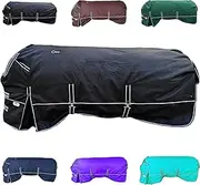 Majestic Ally 1200 D Ripstop Nylon Horse Turnout Blanket, Waterproof, Heavyweight, Rain and Weather Resistant for Fall, or Cold Winter Weather, 250 GSM (Black, 80 - Inch)