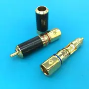 2 PCS Metel Phono RCA Connector Male Jack Plug Solder Terminal Audio Video Lock