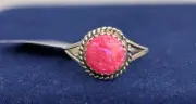 Native American Sterling Silver & Pink Opal Ring - Esther White