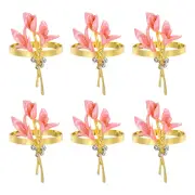 6Pcs Napkin Rings, Table Napkin Holders Buckles for Decorations, Lily-Pink
