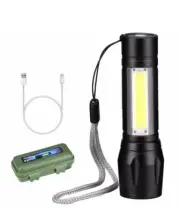 LED Flashlight Super Bright Torch USB Rechargeable COB Tactical With Case