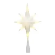 White Star Christmas Tree Topper Light-Up LED 11" Glitter Lit Sparkle