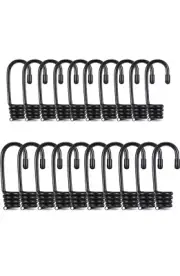 20 Piece Bungee Hooks Bungee Shock Cords Hooks 1/4 3/8 Inch Wire Coated Black