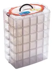 Sooyee 6-Tier Stackable Craft Organizer with 60 Compartments - Clear Plastic