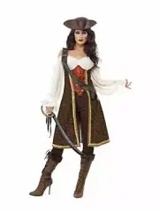 Smiffys High Seas Pirate Wench Costume, Brown, XL - UK Size 20-22