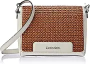 [Calvin Klein] Women's Clara Crossbody Bag, Luggage/White, One Size