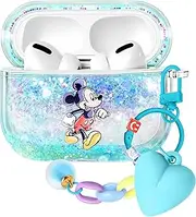 [Besoar] for Airpod Pro/Pro 2nd Generation Case Bling Glitter Liquid Quicksand Cute Cartoon Kawaii with Keychain for Apple AirPod Cases Sparkly Covers for Girls Women Kids Covers for Air Pods Pro Miqi