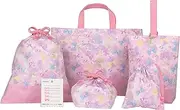 Kiyohara MOW156-S5 Girls' Lesson Bag, Shoe Holder, Gymnastics Bag, Lunch Bag, Cup Bag, Name Sticker, Bubble Ribbon, Pink