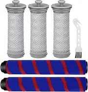 [EATBALE] Replacement HEPA Filter & Brush Roll for Tineco A10/A11 Hero A10/A11 Master for Tineco Pure ONE S11/S12/X Cordless Vacuum Cleaner (3 Vacuum Cleaner Filters, 2 Brush Rollers, 1 Cleaning Brush)