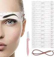 Eyebrow Stencil Shaper Kit, 12 Pieces Reusable Eyebrow Shapers Template Stencils with 1 Straps and 1 Eyebrow Razor Trimmer, DIY Eyebrow Stamp Kit for Grooming and Drawing Brows for 3 Minutes Makeup
