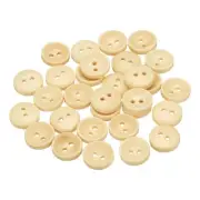 30pcs Wooden Sewing Button 12.5mm 2 Holes Round Craft Buttons, Natural Wood