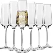 Krosno Crystal Champagne Flute Glasses, Set of 6, 6.1 oz, Avant-Garde Collection, Classic Shape for Timeless Style, Ideal for Mimosas, Prosecco, Sparkling Wine, Dishwasher Safe, Made in Europe