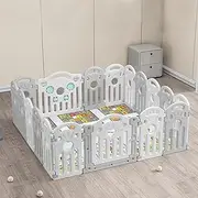 Bopeep Kids Playpen Baby Safety Gate Toddler Fence Child Play Game Toys Security Suction Cup Playard Pens Gate Indoor & Outdoor(18 Panels-161cmx161cmx60cm)