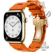 41mm Hermes Apple Watch Series 9 18k Gold Plated with Orange Deployment