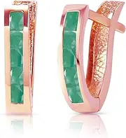 [Galaxy Gold GG] 14k Rose Gold Emerald Oval Huggie Earrings