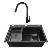 ACA Kitchen Sink 68x45CM Stainless Steel Sink Sinks Handmade Grey Black With Kitchen Tap Set