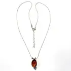 925 Solid Sterling Silver Cognac Baltic Amber Bow Chain Beautiful Necklace 19 in