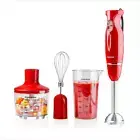2-Speed Red Hand Immersion Blender Set: Whisk, Beaker, Chopper Included NEW