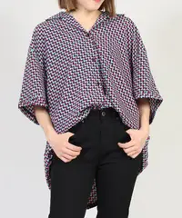 在飛比找Yahoo!奇摩拍賣優惠-大東全球購~夏季新款 日本punyus幾何圖案印花襯衫