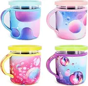 4Pack Reusable 24oz Ice Cream Sleeves with Handle, Neoprene Insulated Sleeves for Ninja Creami NC501, NC500 Series Deluxe Ice Cream Maker Containers(Gradient)