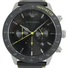 Emporio Armani Ar11325 Quartz Date Chrono 24 Hour Ss Leather Black Yellow