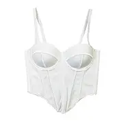 [azrian] arzian Women's Boned Corset Tops Cami Tops Satin Underbust Blouse Cropped Buscious Tops Sexy Clothing Strap Body Shaper Tops