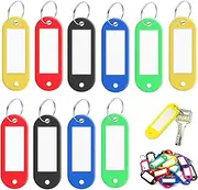 50 Pcs Plastic Key Tags - Key Labels with Ring and Label Window Key Tags with Labels for Key Chain Tags, Luggage Tags, Pet Name Tags Assorted Color