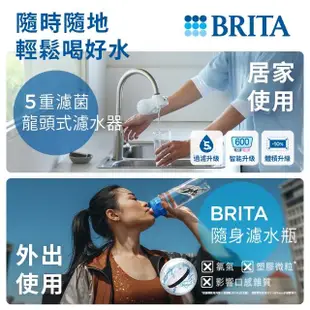 【BRITA】ON TAP 5重濾菌龍頭式濾水器+1入濾菌濾芯_共2芯(附隨身瓶)