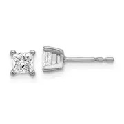 14k White Gold 2/3 ctw Lab Grown Diamond VS/SI+ G+ Princess 4 Prong Heavy Wt. Stud Earrings