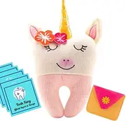 Tooth Fairy Pillow - Our Tooth Fairy Pillows are for Girls and Boys - This Tooth Fairy Kit includes 5 Notecards and a Keepsake Pouch - Super Cute Unicorn Tooth Fairy Gifts for Girls and Boys