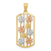 14k Two-tone Gold w/White Rhodium Framed Daisy Pendant