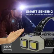 COB LED Headlamp Super Bright Waterproof Head Torch Headlight USB Rechargeable