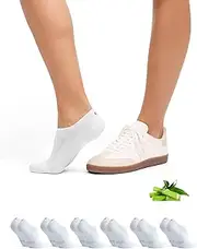 [DANISH ENDURANCE] 6 Pairs Organic Cotton Breathable Non-Slip Short Sneaker Socks for Men & Women